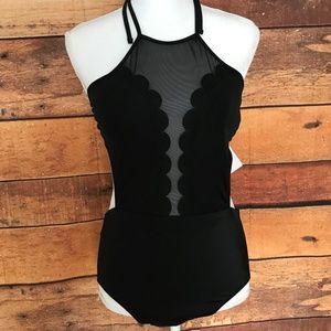 Vanilla Beach one piece swim suit mesh front NWT!